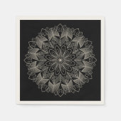 Serviette En Papier Élégant Mandala Boho Chic Mariage noir indien (Devant)
