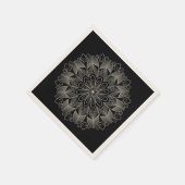 Serviette En Papier Élégant Mandala Boho Chic Mariage noir indien (Coin)