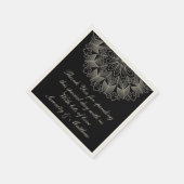 Serviette En Papier Élégant Mandala Boho Chic Mariage noir indien (Coin)
