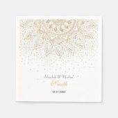 Serviette En Papier Elégant Mandala Confetti Design Or (Devant)