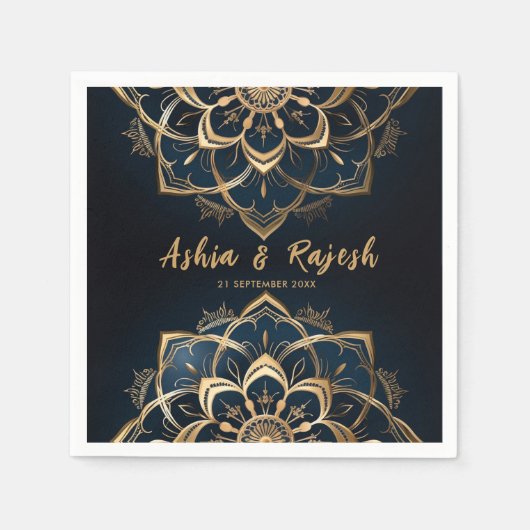 Serviette En Papier Élégant Mandala Mariage Napkins or (Devant)