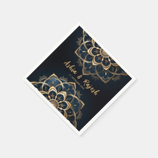 Serviette En Papier Élégant Mandala Mariage Napkins or (Coin)