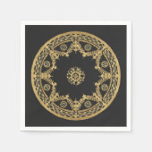 Serviette En Papier Elégant mandala noir et or (Devant)