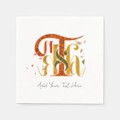 Serviette En Papier Elegant Manuscript Thanks Autumn Fall Foliage (Devant)