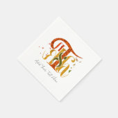 Serviette En Papier Elegant Manuscript Thanks Autumn Fall Foliage (Coin)