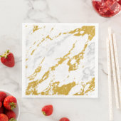 Serviette En Papier Elegant Marble6 - Gold and White (En situation)