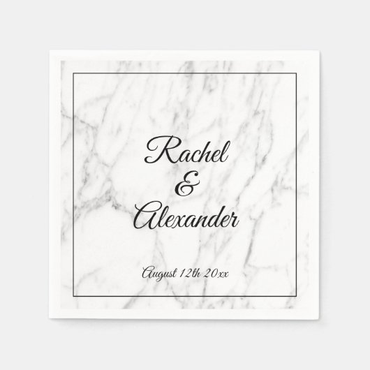 Serviette En Papier Elégant marbre blanc pierre personnalisées serviet (Devant)