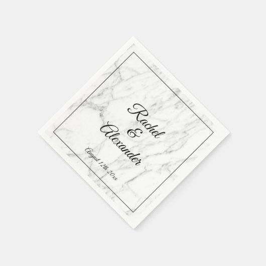 Serviette En Papier Elégant marbre blanc pierre personnalisées serviet (Coin)