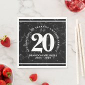 Serviette En Papier Élégant Marbre Noir 20 Anniversaire du travail (En situation)