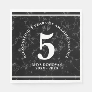 Serviette En Papier Élégant marbre noir 5 ans de travail Anniversaire