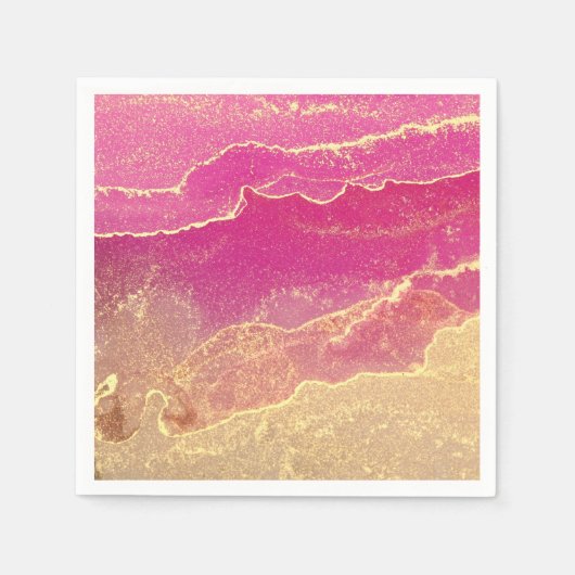 Serviette En Papier Élégant marbre rose et or (Devant)
