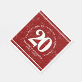 Serviette En Papier Élégant Marbre Rouge 20 Anniversaire du travail (Coin)