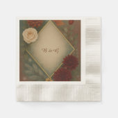 Serviette En Papier élégant mariage à fleurs d'automne (Devant)