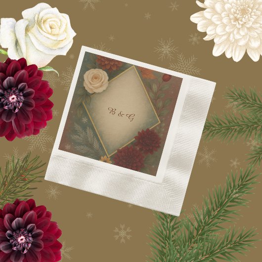 Serviette En Papier élégant mariage à fleurs d'automne