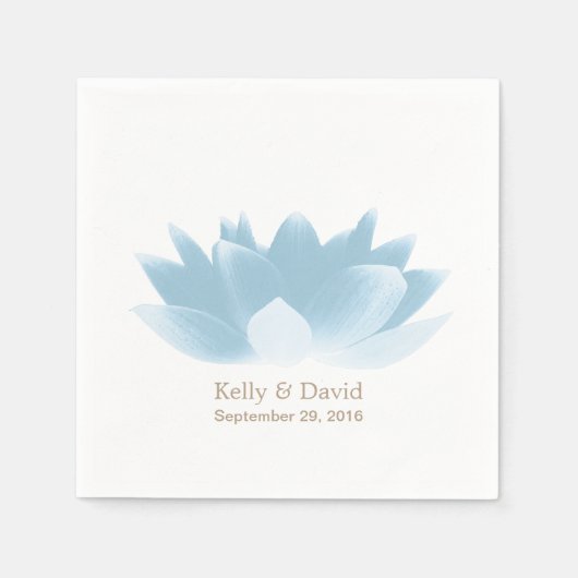 Serviette En Papier Élégant Mariage à fleurs de Lotus Bleu (Devant)
