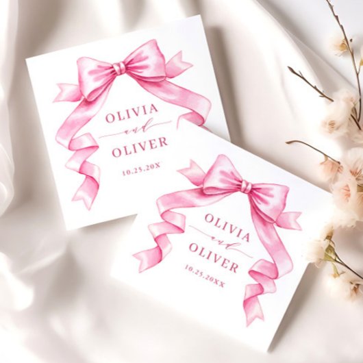 Serviette En Papier Élégant Mariage à mâchoire douce rose