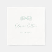 Serviette En Papier Élégant Mariage à mâchoire vert clair (Devant)