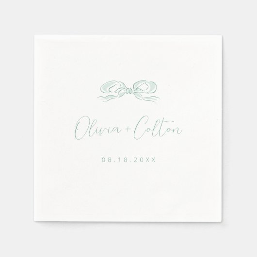 Serviette En Papier Élégant Mariage à mâchoire vert clair (Devant)