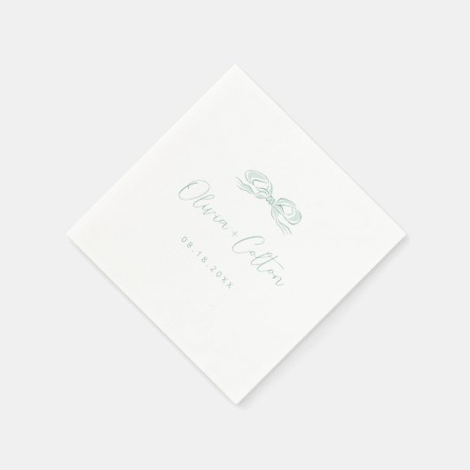 Serviette En Papier Élégant Mariage à mâchoire vert clair (Coin)