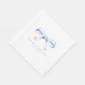 Serviette En Papier Élégant Mariage à main dessinée Bleu Bow (Coin)