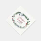 Serviette En Papier Élégant Mariage Aiguille de pin Aquarelle de Noël (Coin)