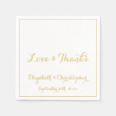 Serviette En Papier Elégant Mariage amour Merci Faux Gold Livre blanc (Devant)