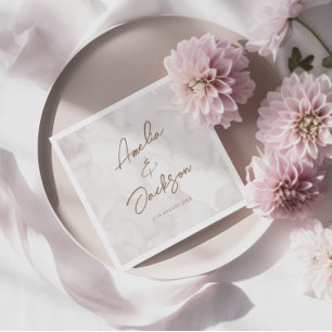 Serviette En Papier Elégant Mariage aquarelle