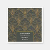 Serviette En Papier Élégant Mariage Art Déco Gold Green (Devant)