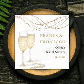 Serviette En Papier Élégant mariage avec perles dorées et Prosecco