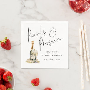Serviette En Papier Élégant Mariage avec Perles et Prosecco