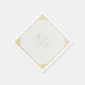 Serviette En Papier Élégant Mariage blanc avec initiales personnalisée (Coin)