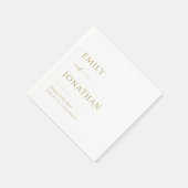 Serviette En Papier Élégant Mariage blanc et or Classy (Coin)