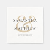 Serviette En Papier Élégant Mariage blanc gris or (Devant)