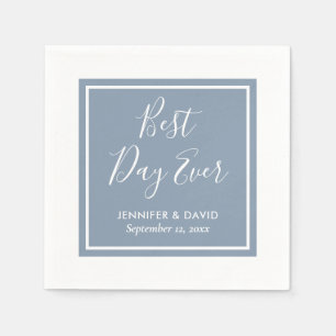 Serviette En Papier Elégant Mariage bleu Dusty