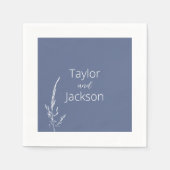 Serviette En Papier Elégant Mariage bleu et blanc (Devant)