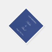 Serviette En Papier Élégant Mariage bleu foncé (Coin)