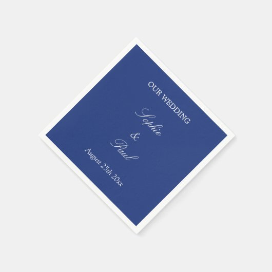 Serviette En Papier Élégant Mariage bleu foncé (Coin)