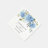 Serviette En Papier Élégant Mariage bleu Hydrangea Eucalyptus (Coin)