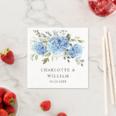 Serviette En Papier Élégant Mariage bleu Hydrangea Eucalyptus (En situation)
