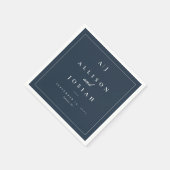 Serviette En Papier Elégant Mariage bleu marine (Coin)