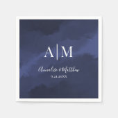 Serviette En Papier Elégant Mariage bleu marine (Devant)