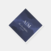 Serviette En Papier Elégant Mariage bleu marine (Coin)