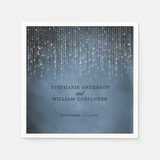 Serviette En Papier Élégant Mariage bleu marine (Devant)
