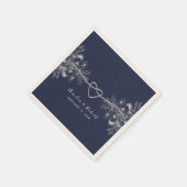 Serviette En Papier Élégant Mariage bleu marine (Coin)