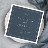 Serviette En Papier Elégant Mariage bleu marine