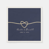 Serviette En Papier Élégant Mariage bleu marine (Devant)