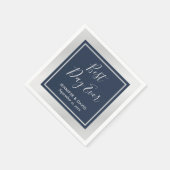 Serviette En Papier Elégant Mariage bleu marine moderne et argent (Coin)