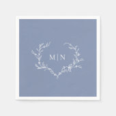 Serviette En Papier Élégant Mariage bleu Monogram Papier Napkin (Devant)