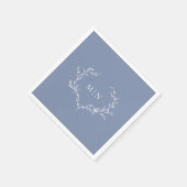 Serviette En Papier Élégant Mariage bleu Monogram Papier Napkin (Coin)