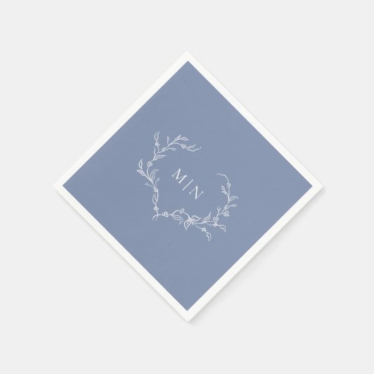Serviette En Papier Élégant Mariage bleu Monogram Papier Napkin (Coin)